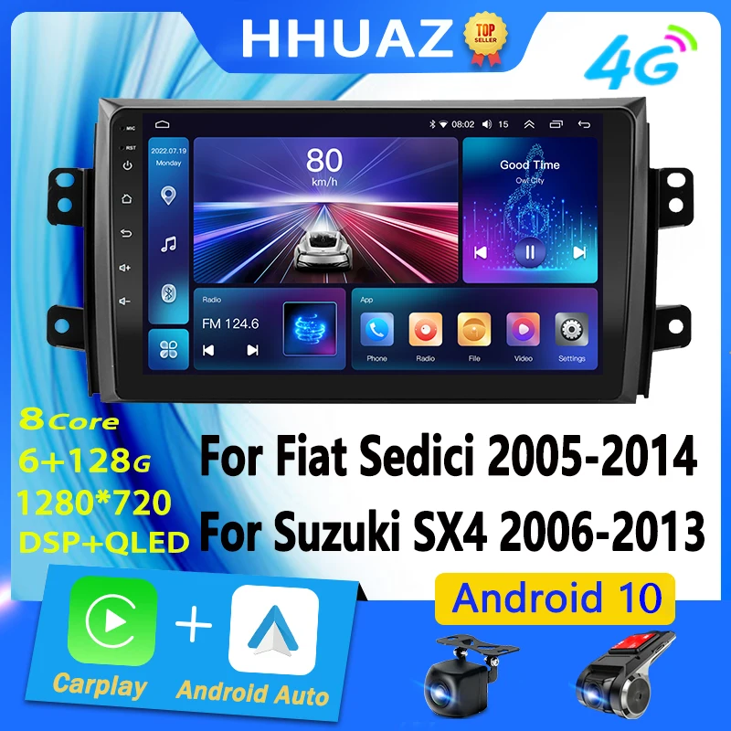 

2 Din Android Car Radio Stereo Player Wireless Carplay Auto For Fiat Sedici 2005-2014 For Suzuki Sx4 2006 2007 2008 2009- 2013
