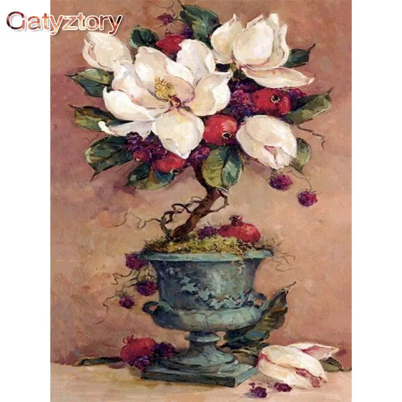 GATYZTORY Frameless DIY Painting By Numbers Flowers Picture By Number Handmade 40x50cm Frame Canvas Home Decor Art Photo  - buy with discount