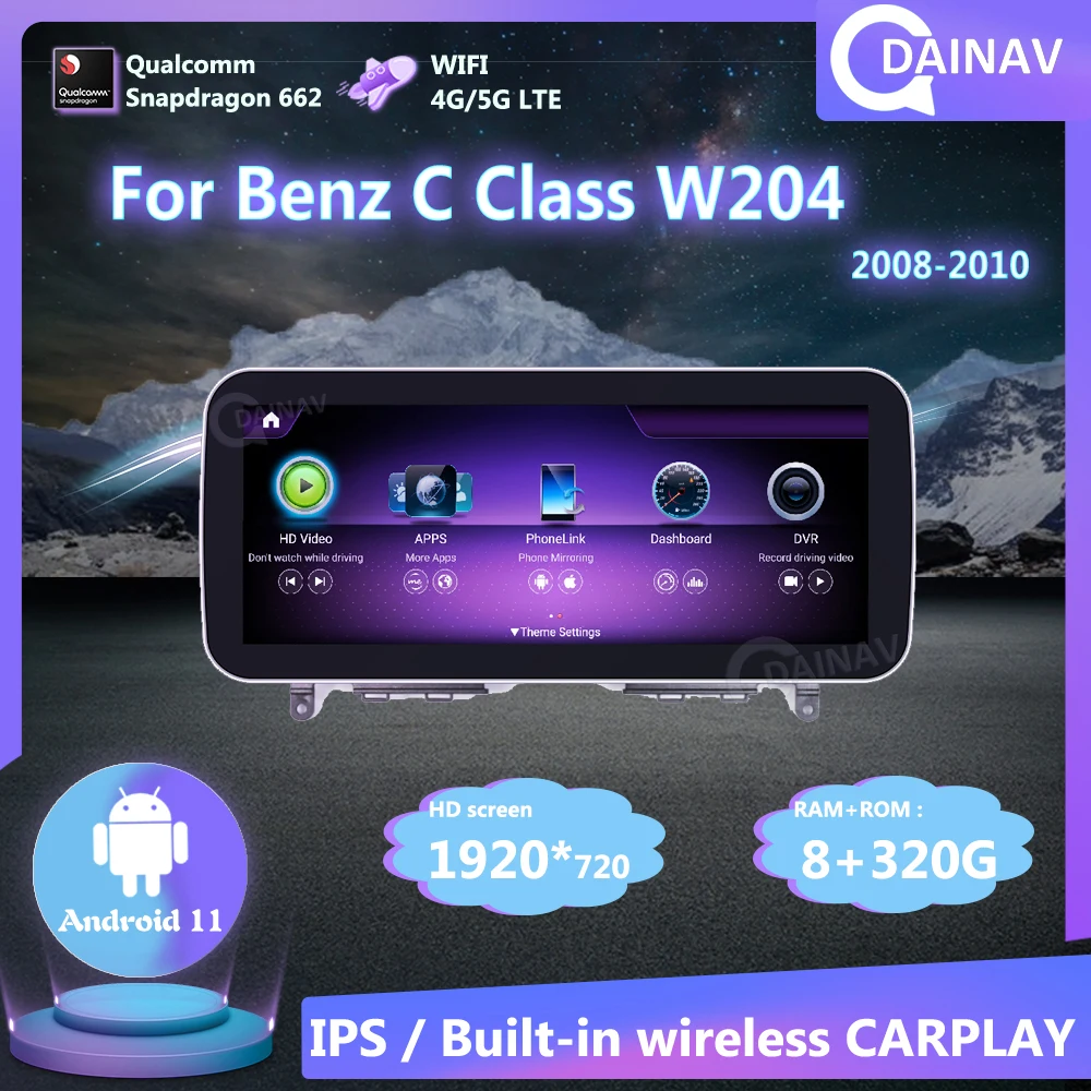

Android 11 320GB Car Radio Multimedia Player For Mercedes Benz C Class W204 S204 4.0 2008-2010 Autoradio Stereo GPS Navigation
