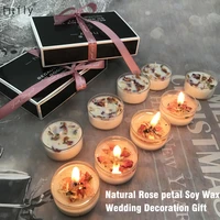 wedding decoration scented candle set 6pcsnatural rose petal soy waxplant essential oil gift for birthday party christmas