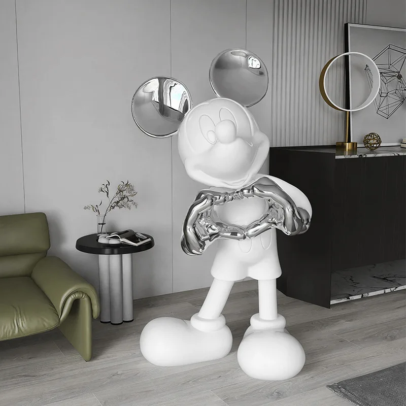 

[Disney] 80cm Mickey Mouse Action Figure statue model Home decorations Ornaments Cute Mickey Love Doll Home Furnishing Gift