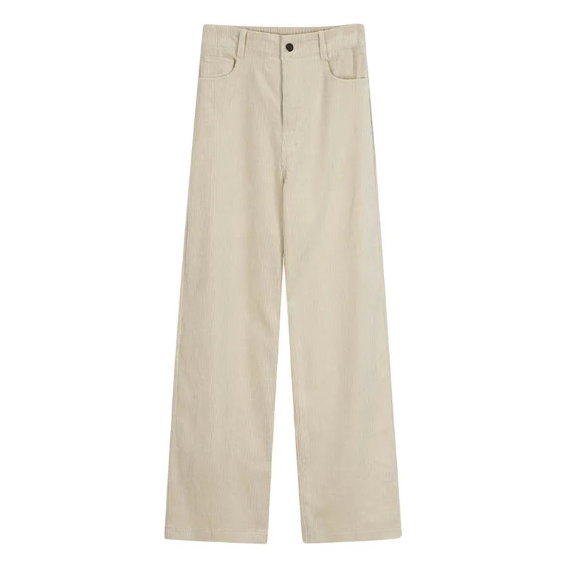 

2022 Spring Casual Long Pants Stretch High Waist Wide Leg Pants Female Trousers Women Corduroy Pants
