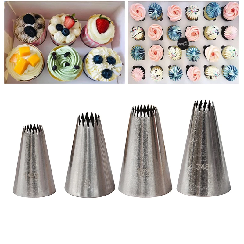 

4pcs/set Cactus Cream Pastry Tips #172/199/348/4B DIY Cake Decorating Icing Piping Nozzles Cupcake Decoration Baking Tools