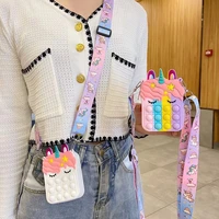 pop figet toys coin purses mini soft silicone unicorn wallet bags kids gift zipper high capacity card package strap lanyard case