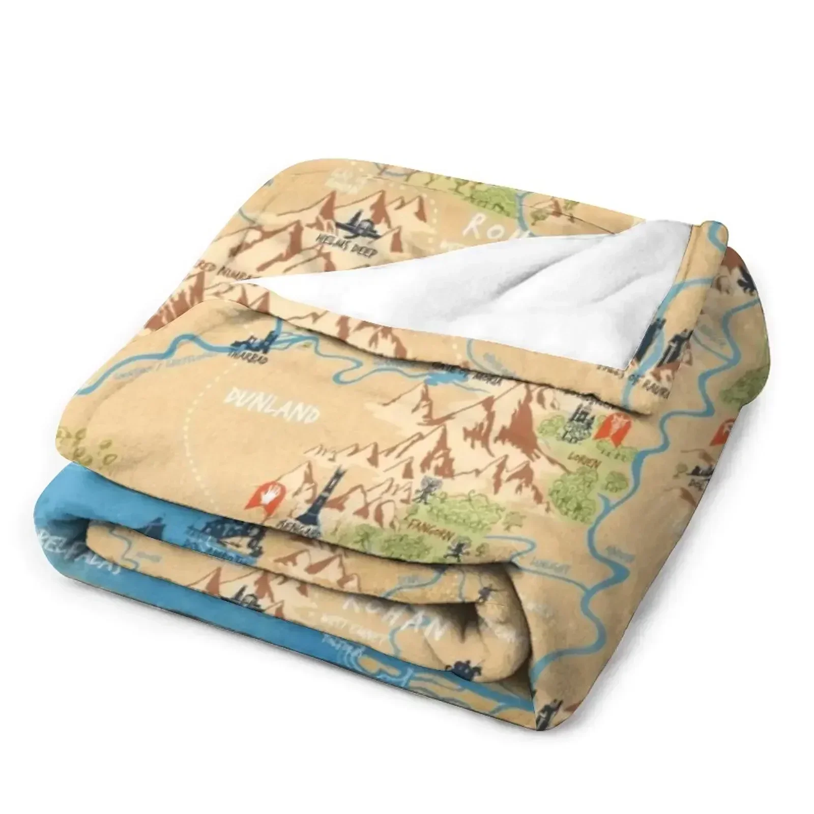 Дж.Р.Р. Толкин - карта Ближней Земли простые иллюстрации со значками плед мягкие