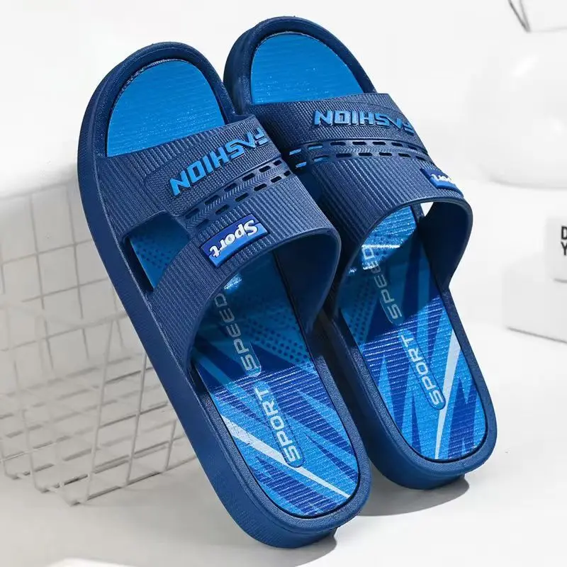 

Men's Summer Open Toe One Word Casual Slippers Soft Bottom Non Slip Silent Home Casual Slippers Anti Odor Bathroom Slippers