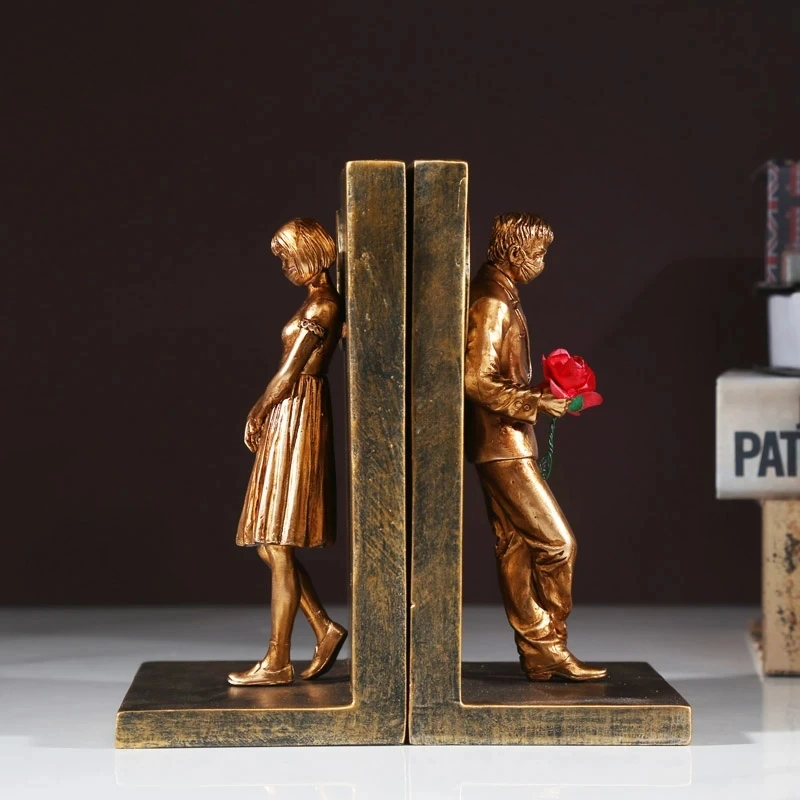 

2Pcs Bookends Resin Banksy Book Ends Bookshelf 3D Figure Mold Books End Miniature Figurine Decorative Book Holder