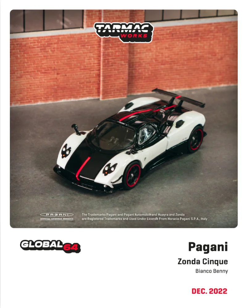 

Tarmac работает 1:64 Pagani Zonda Five Bianco Benny литая модель автомобиля