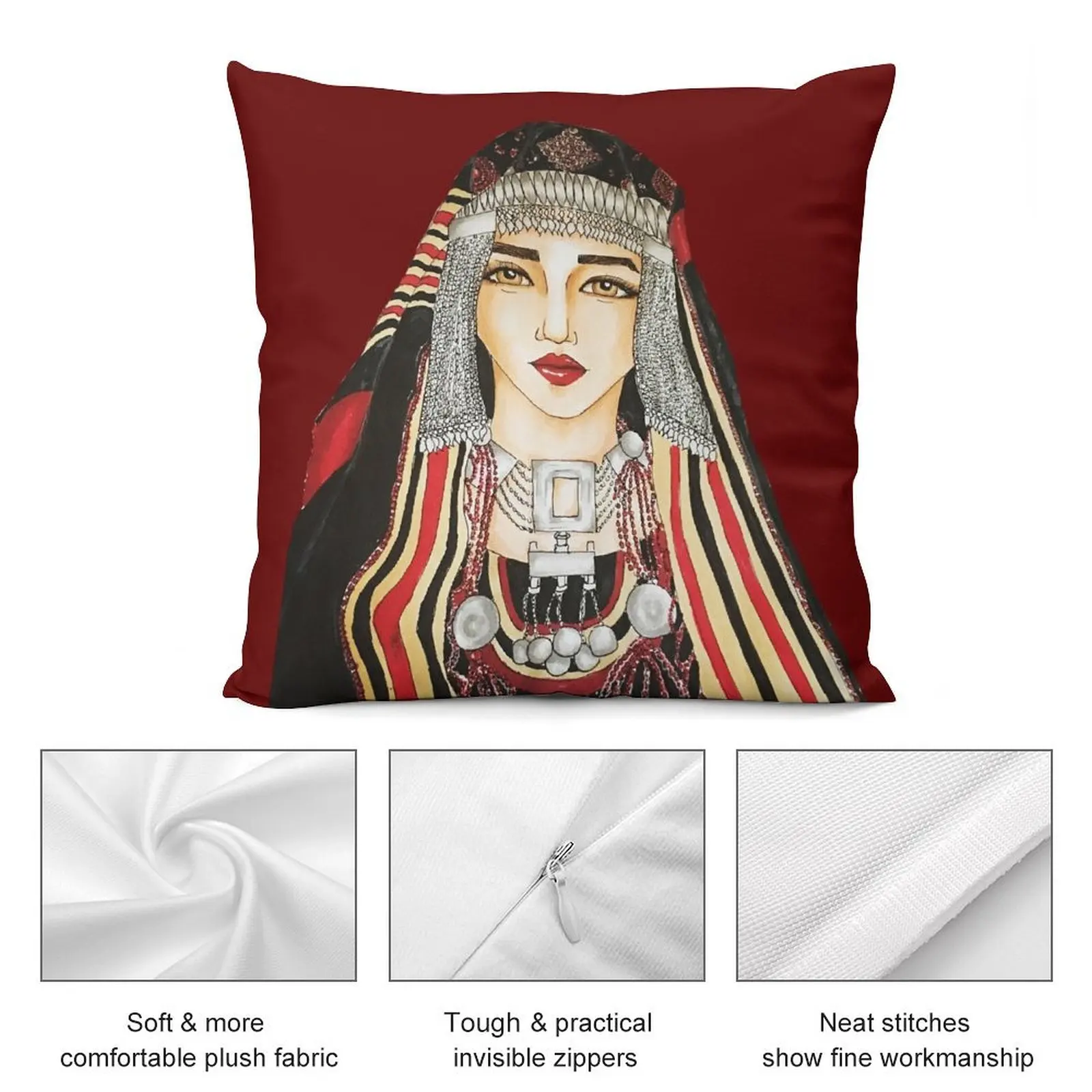 Yemeni женщина иллюстрация пледы подушка наволочка декоративный чехол для гостиной