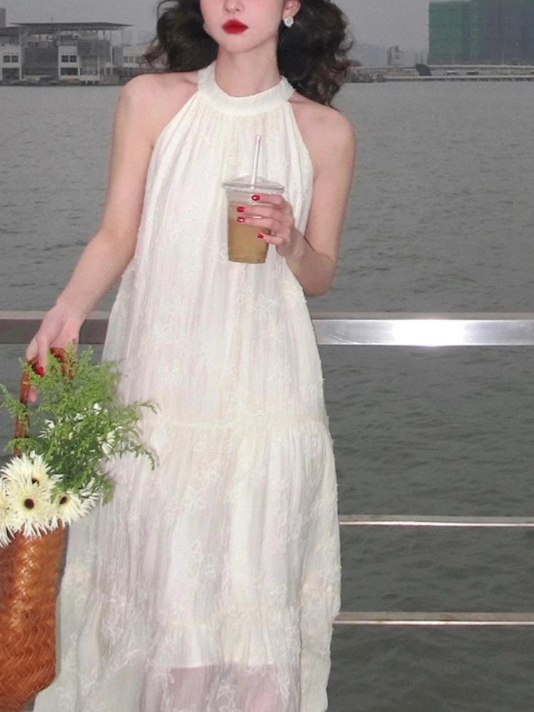 

Office Lady Elegant Sleeveless Midi Dress Pure Color Evening Party Dress Woman Casual One Piece Dress Korean Fashion 2023 Summer