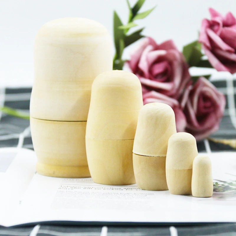 

Five-layer Russian matryoshka original embryo home decoration diy wooden crafts decoration living room decoration