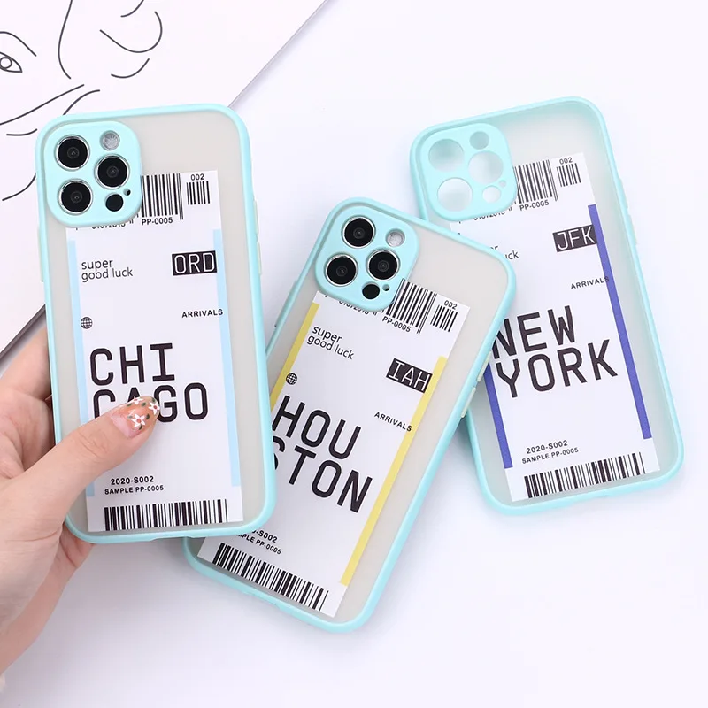 

PUNQZY Air Ticket Skin Feel Soft TPU Phone Case For iPhone 11 12 MINI 13 PRO MAX XR XS 8 7 6 All-Inclusive Drop Protection Cover