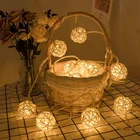 Гирлянда из 20 светодиодных шаров из ротанга, 2,5 м