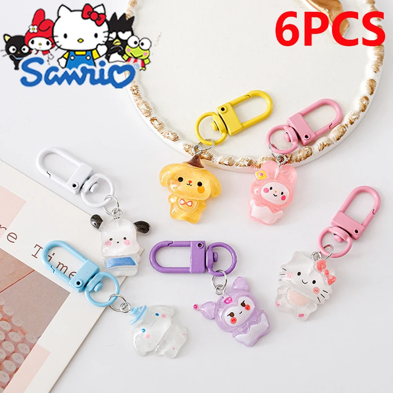 Kawaii Sanrio Прозрачный блестящий брелок мультфильм Hello Kitty My Melody Cinnamoroll рюкзак