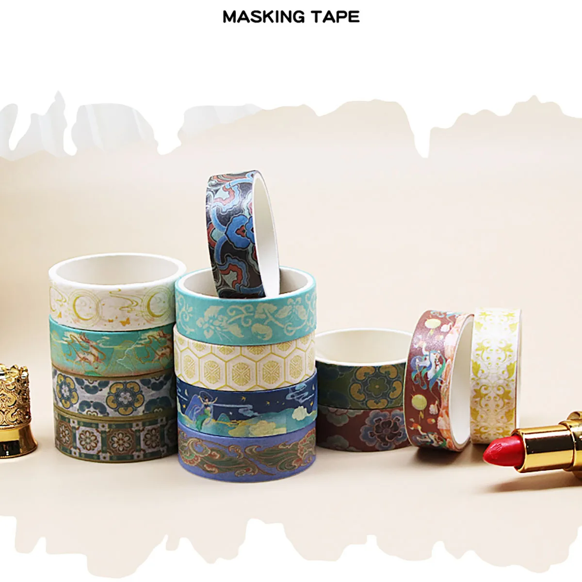 

4Roll Chinese Style Color Washi Paper Tape Fashion Handbook Notepad Diary DIY Decorative Gift Box Scrapbook Stationery