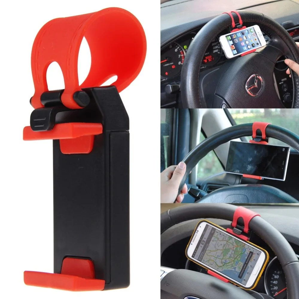 Universal Car Steering Wheel Clip Mount Holder for iPhone 8 7 7Plus 6 6s Samsung Xiaomi Huawei Mobile Phone GPS Car Accessories images - 6