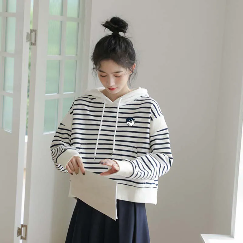 2023 Spring Autumn Hoodie Women's Malbon Golf Leisure Stripe Long Sleeve Pullover Top Sport Casual For Women