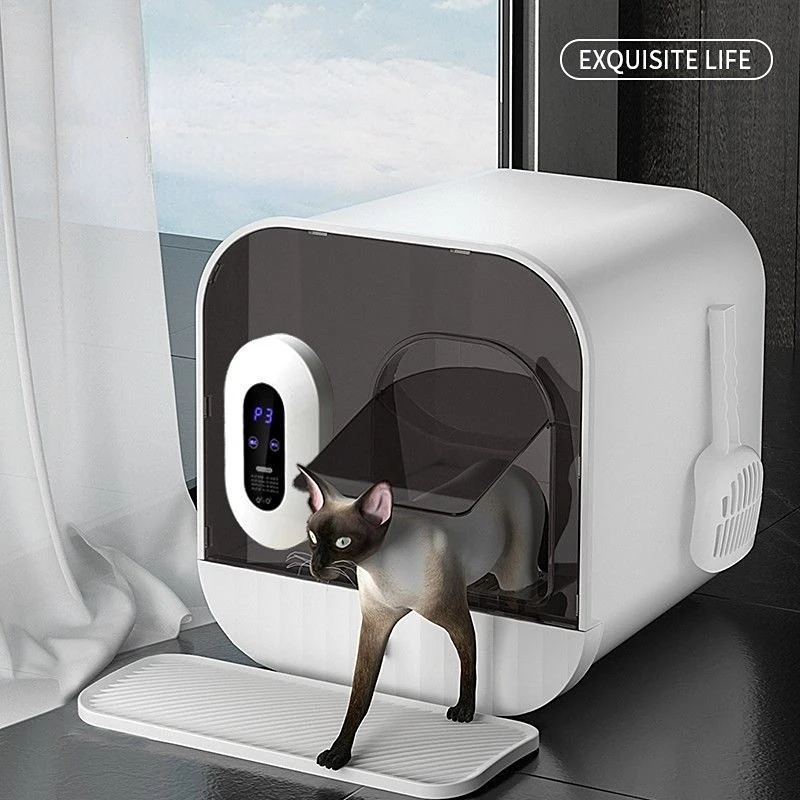 

Полностью закрытый контейнер для кошачьего туалета с выдвижным ящиком, автоматическая Дезодорация, брызгозащищенный контейнер для кошачьего туалета, Легкая очистка