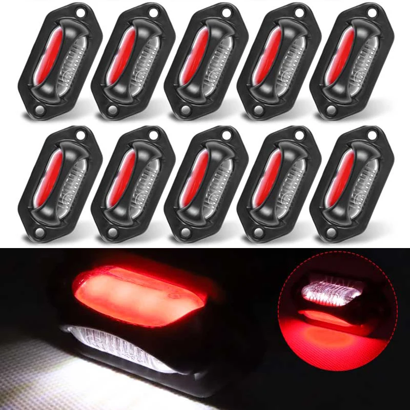 

10pcs LED License Number Plate Light Trailer Side Light Rear Tail Light Signal Side Marker Lamp For Car Truck Tractor Bus ATV RV