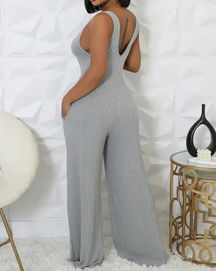 Модный осенний комбинезон из 2 предметов с v-образным вырезом без рукавов и