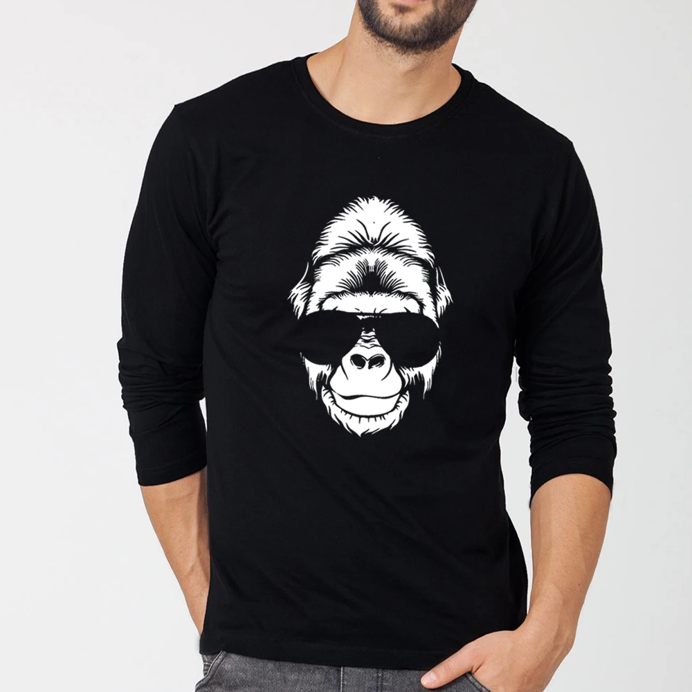 

Футболка TARCHIA, новинка 2022, повседневная простая хлопковая Мужская футболка орангутана с длинным рукавом, одежда с принтом, мужские футболки на весну и осень, топы