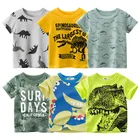 2022 летняя футболка для мальчиков, детские футболки с мультяшным динозавром, детская одежда с коротким рукавом и полным принтом, хлопковая детская одежда, футболки, топы
