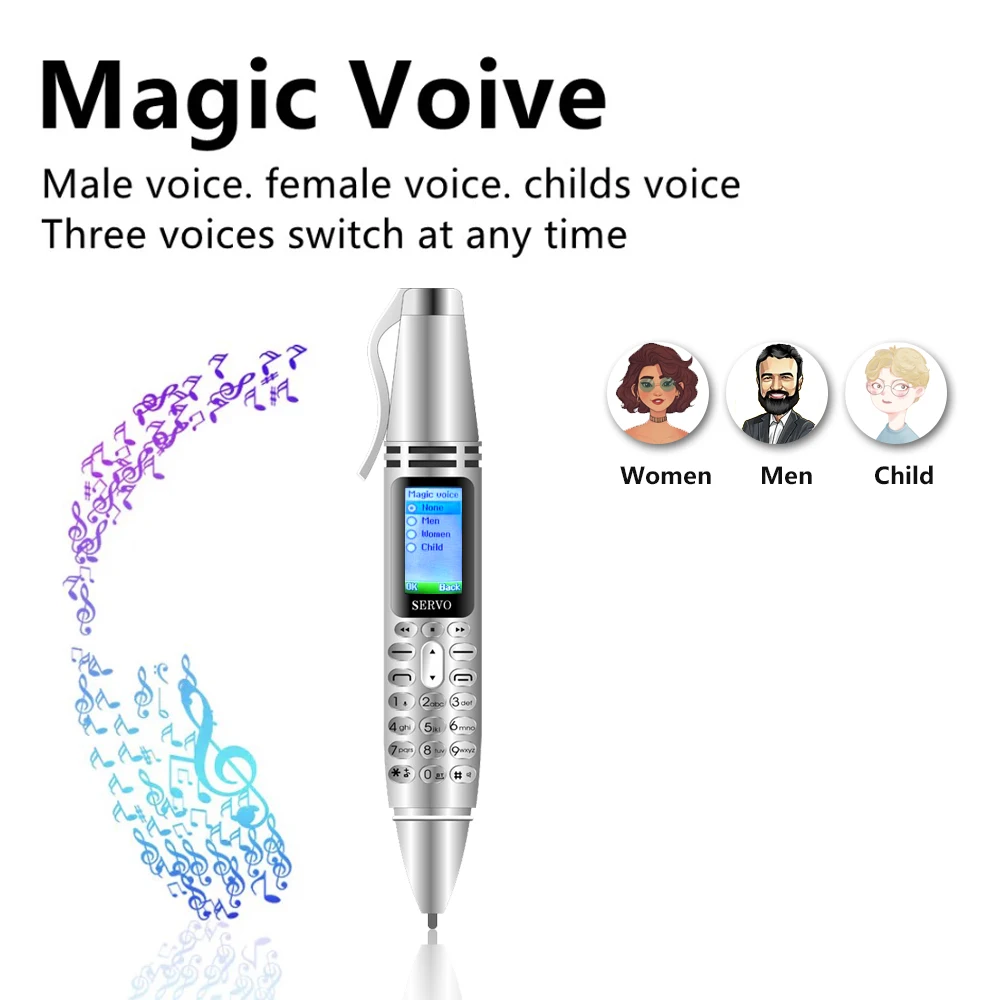 SERVO K07 Pen Cellphone Dual SIM Call Recording Bluetooth Dial Speed Dial Magic Voice 0.96