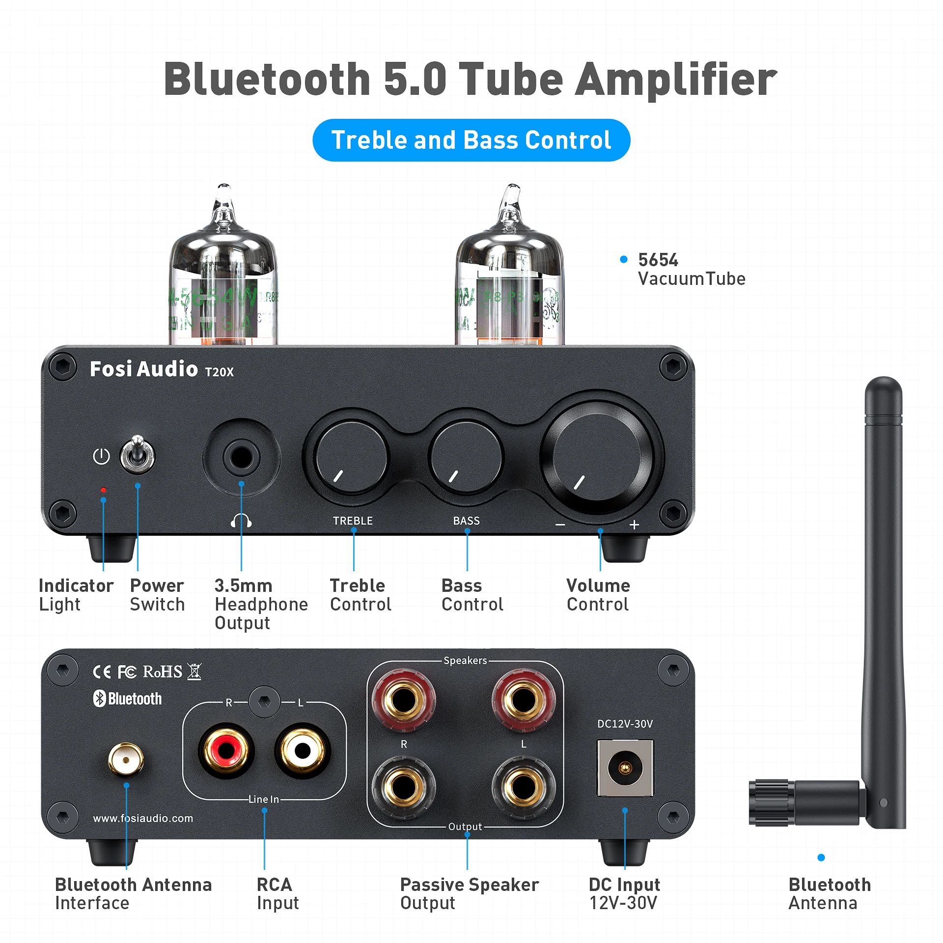 Kup Fosi Audio 100W Wzmacniacz Lampy Elektronowej Bluetooth Wzmacniacz Mocy Stereo TPA3221 Przenośny Wzmacniacz Słuchawkowy Do Głośników Kina Domowego
