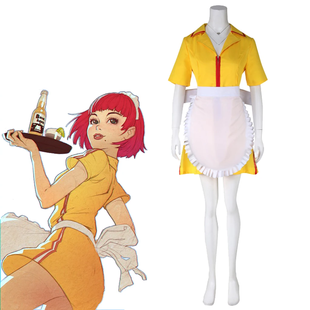 

Anime Catherine: Full Body Erica Anderson Cosplay Costume Sexy Yellow Maid Dress Women Erica Anderson Costume Halloween Outfits