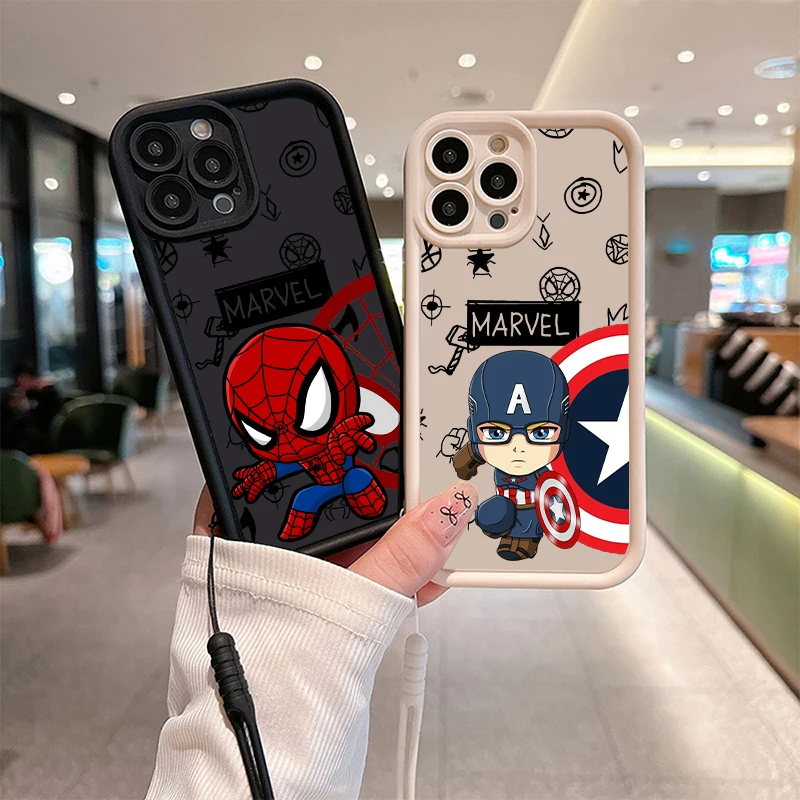 Q версия чехла для телефона Marvel Человек-паук Xiaomi 14 12T 11 POCO X6 X5 X4 X3 C65 C61 C31 F5 F4 F3 F2 глаза