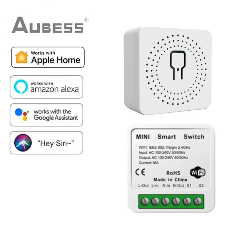 

CozyLife APP 16A WiFi Smart Light Switch Module In-wall Smart Home Breaker Relay Switch Work With Apple Siri HomeKit Alexa