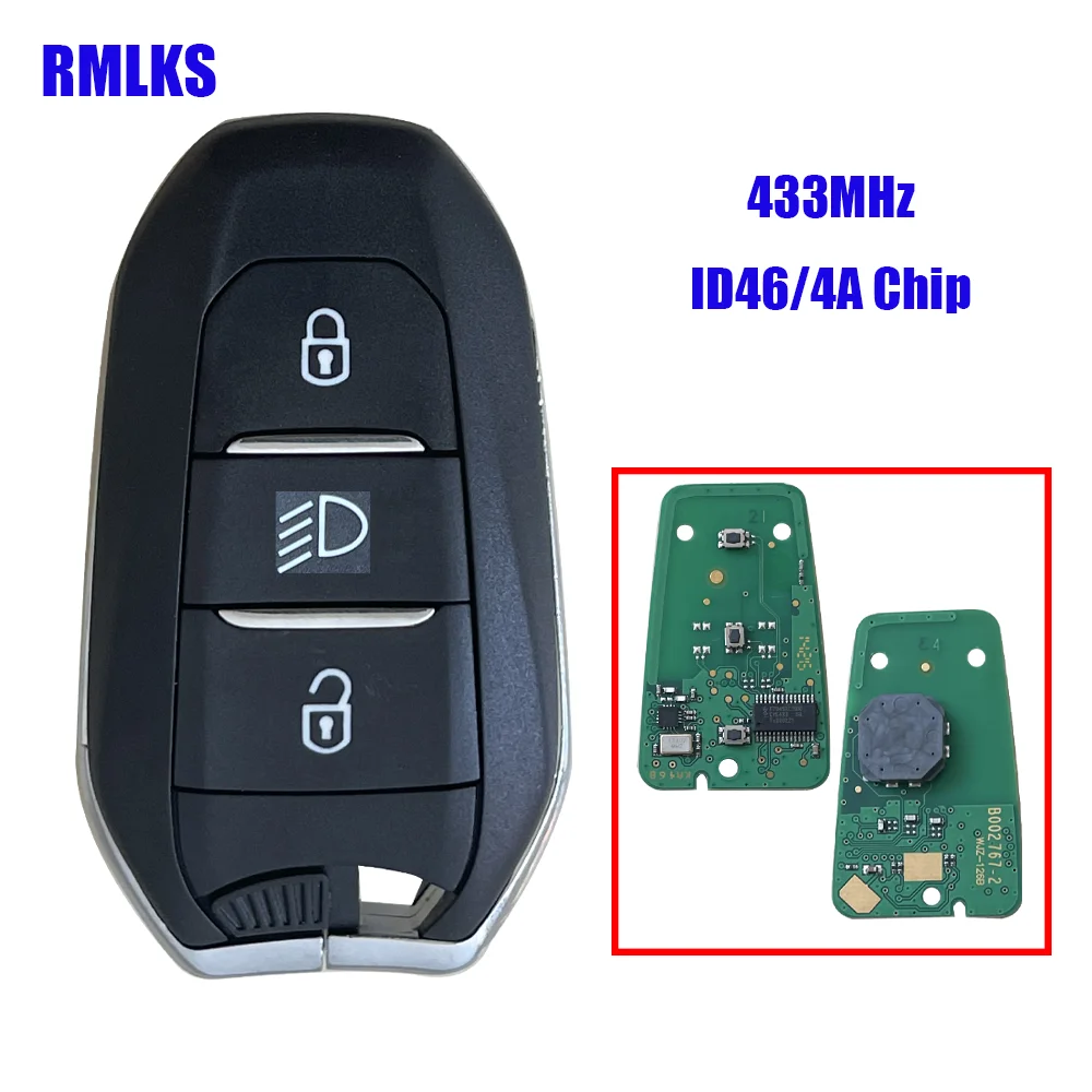 

Remote Control Key For Peugeot 208 308 508 Citroen C4 C5 DS4 DS5 ID46/4A Chip 433 FSK Auto Smart Keyless Go Promixity