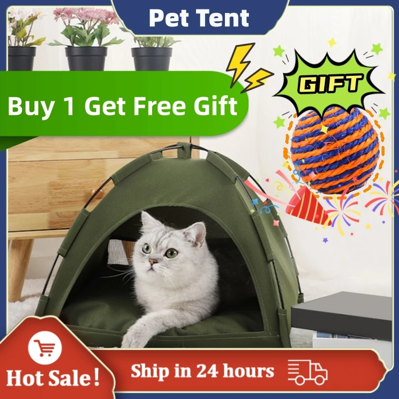 

Pet Tent Cats Bed Warm Cushions For Kitten Sleep Winter Semi-closed Design Mats Pets Furniture Supplies Products Cat Accessories