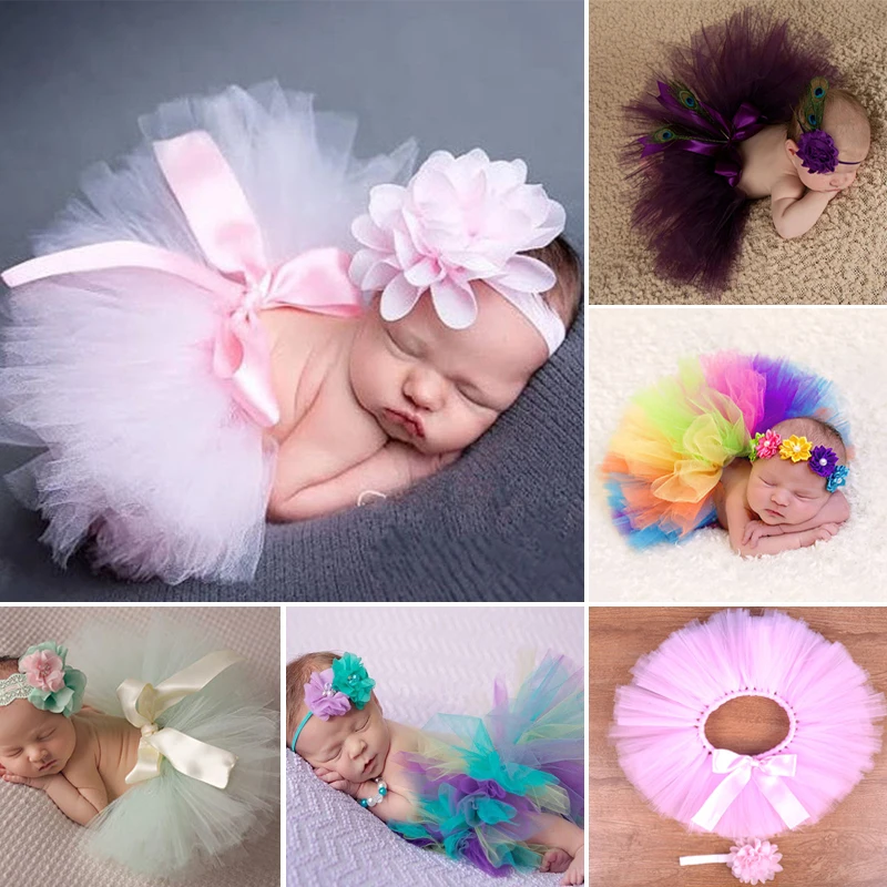 

Newborn Tutu Skirt Photography Props Infant Costume Outfit Headband Princess Baby Tutu Skirt Baby Photography Prop