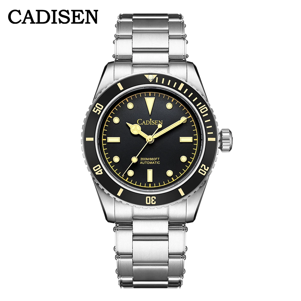 

CADISEN Luxury Men Watch 38mm Diver Vintage Automatic Business Wristwatches NH35 Mechanical Sapphire 20 Bar Mens Retro Clock