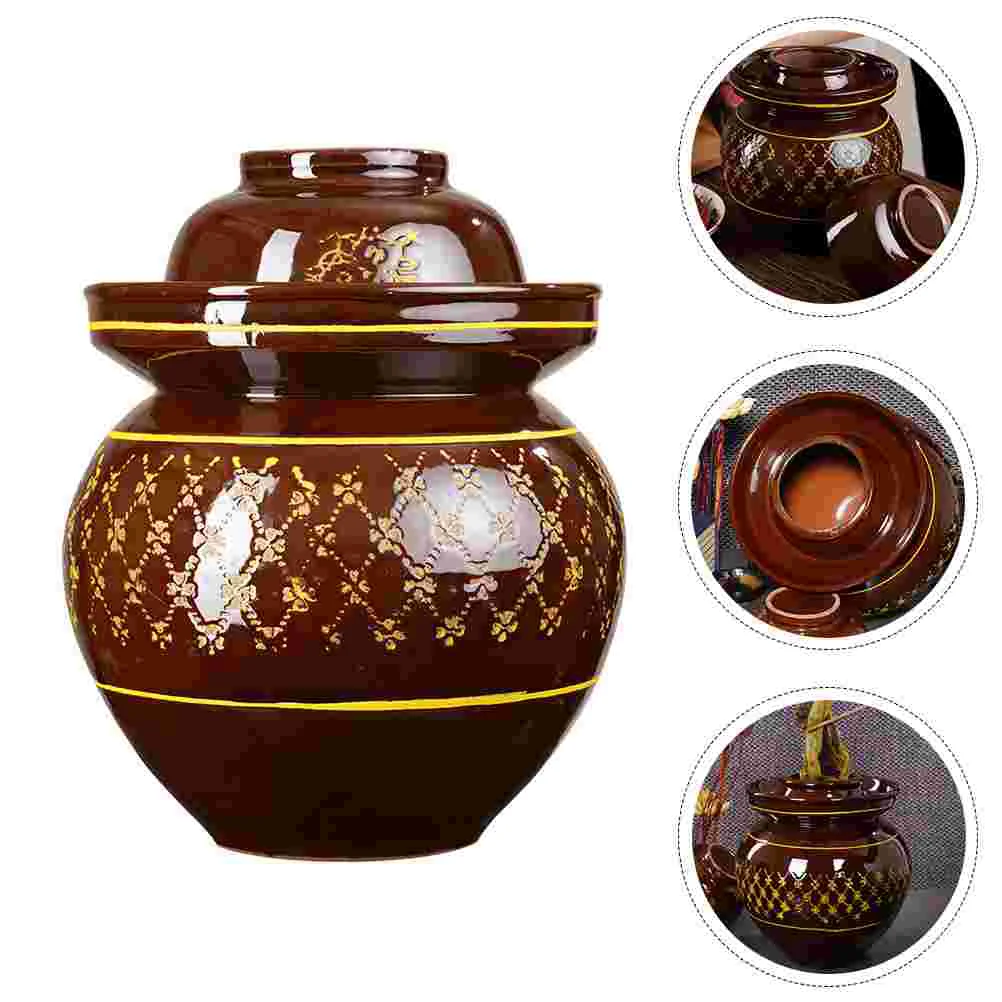

Household Salted Pickles Jar Ceramic Chinese Sauerkraut Can for Kitchen Restaurant