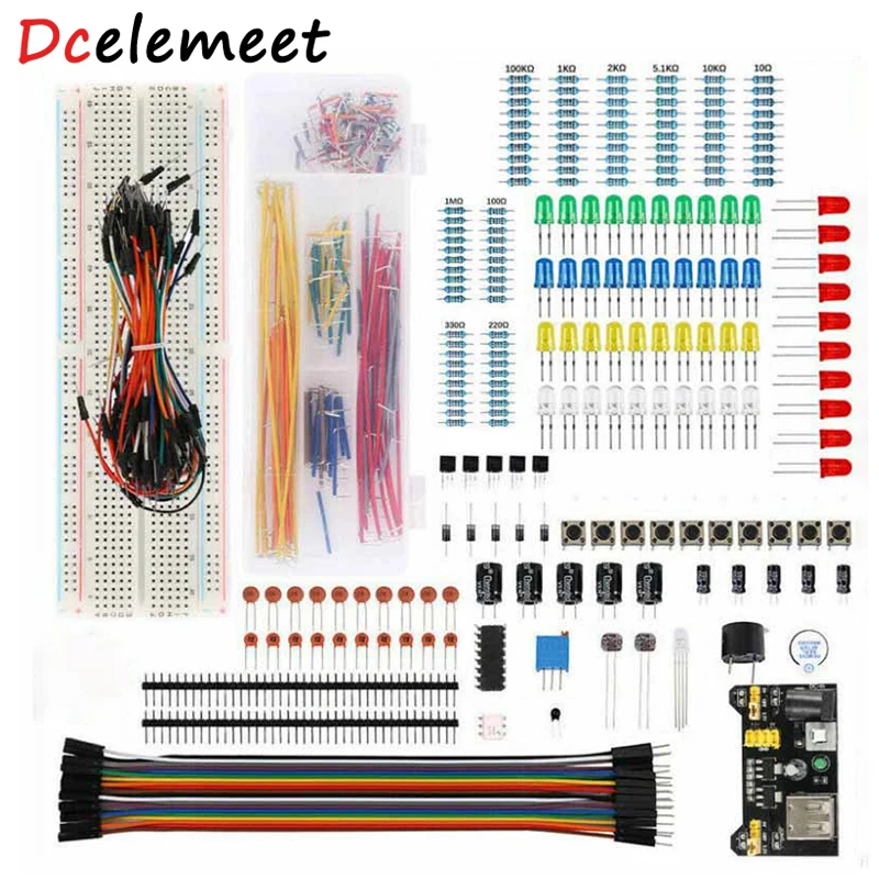 

DIY Project Starter Electronic DIY Kit Electronic Components Set With 830 Tie-points Breadboard for Arduino R3