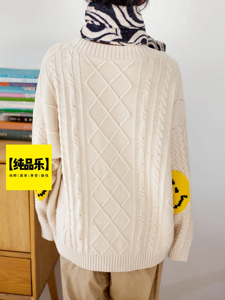 New Arrival Kapital Vintage Hirata 21AW Winter Thickened Japanese Vintage Cardigan Jacket Smiley Face Sweater for Men