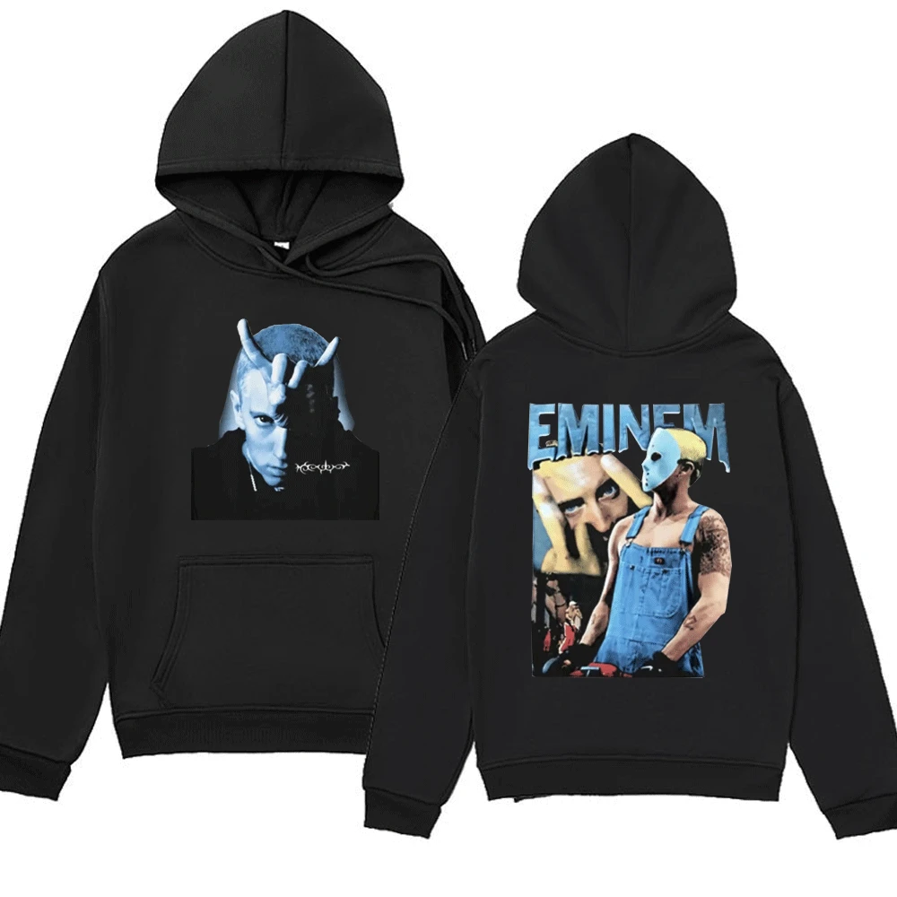 Rapper Eminem Slim Shady Hoodie Vintage Graphic Sweatshirt Men's Women Gothic Oversized Hip Hop Pullover Streetwear Couples Tops