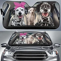 funny dalmatian driving headband and eyeglasses dog family summer car sunshade gift idea for dalmatian lover car windshield du