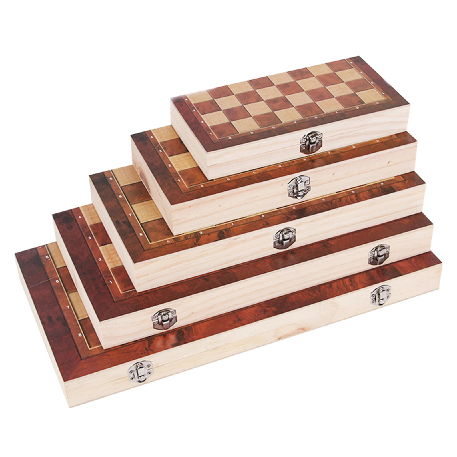 

3 in 1 Games Chess Set Portable Wooden Chess Pieces Case Board Game Folding Different Sizes Box Packed for Adult Kids Beginner