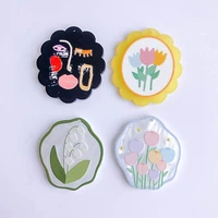 acrylic resin flower eardrop accessories pendant components necklace charms diy material jewelry supplies making finding 6pcs