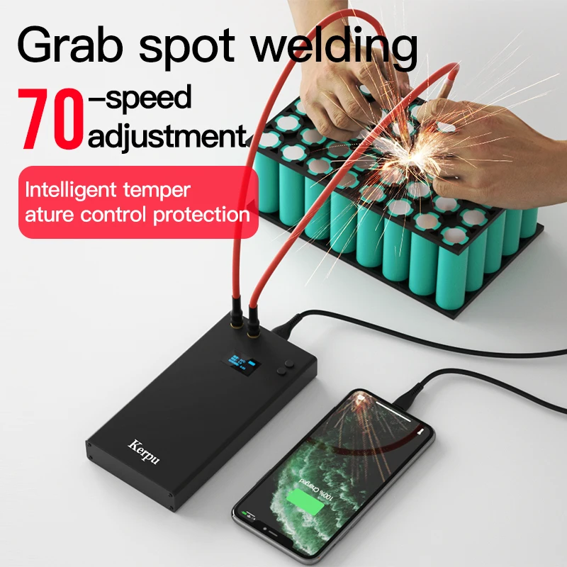 OLED Display Mini 7 Gears Adjustable Spot Welder With Type-C Spot Welding Machine Nickel Sheet Spot Welding Pen For18650 Battery