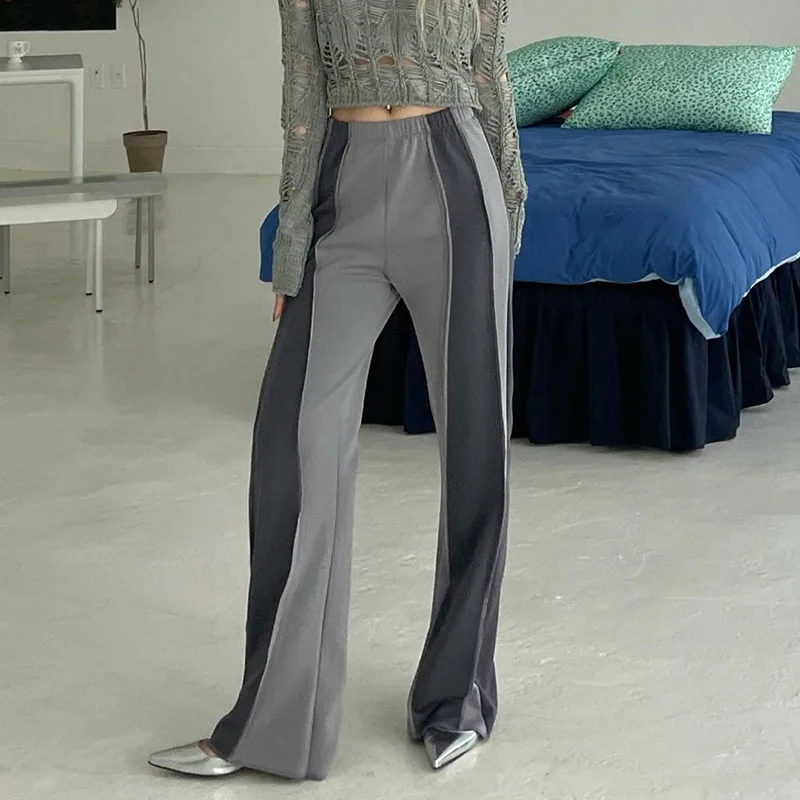

Autumn New 2022 Contrast Color Stitching Low Waist Bag Hip Casual Fashion European and American Women's Wear Micro-cut Trousers