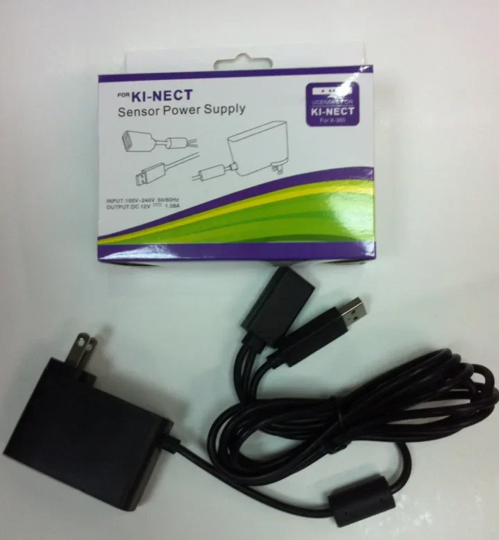 Фото НОВЫЙ USB-адаптер питания для Xbox 360 (ЕС/США) с USB-кабелем для зарядки, совместимый с Xbox 360 X-360 Slim и датчиком Kinect, игровые аксессуары №2