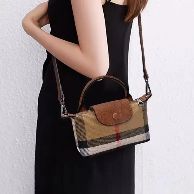 2024 новая женская сумка через плечо на одно с клетчатым узором холст мини-сумка из
