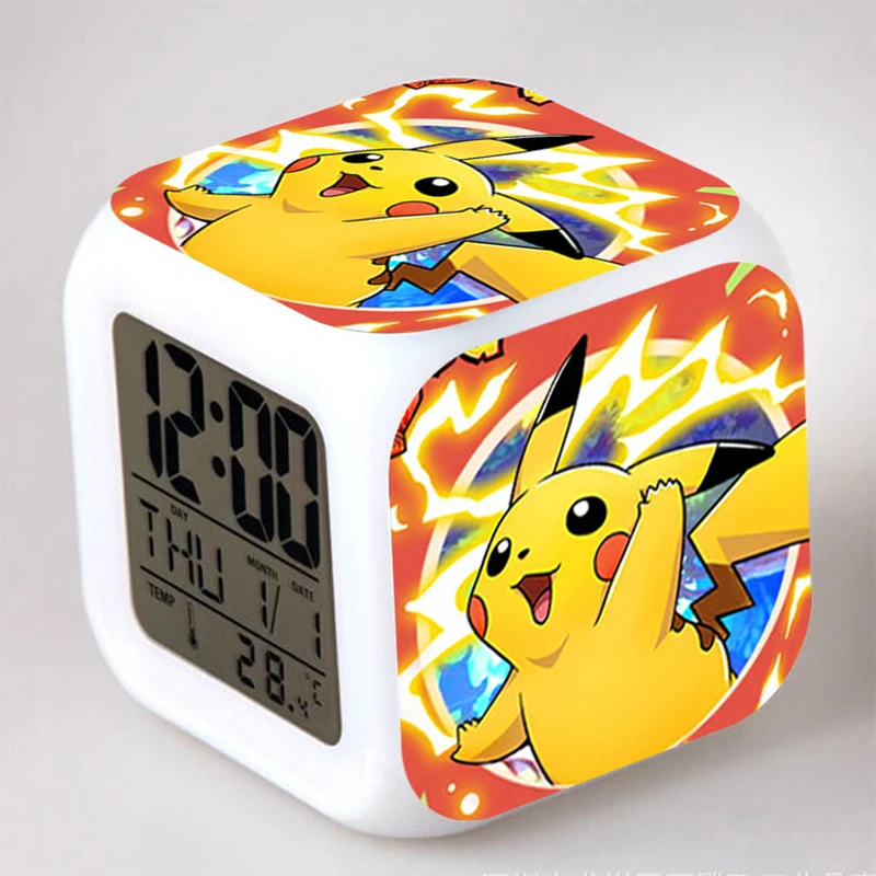 

Pokemon Alarm Clock Pikachu LED Kawaii Game Figure Anime Accessories Model Pattern Luminous Clocks Room Decor Toy Christmas Gift