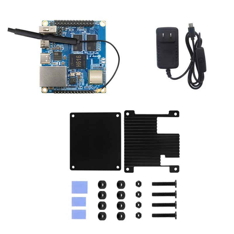 

Для Orange Pi Zero 2 макетная плата H616 Cortex-A53 четырехъядерная макетная плата с корпусом + адаптер питания