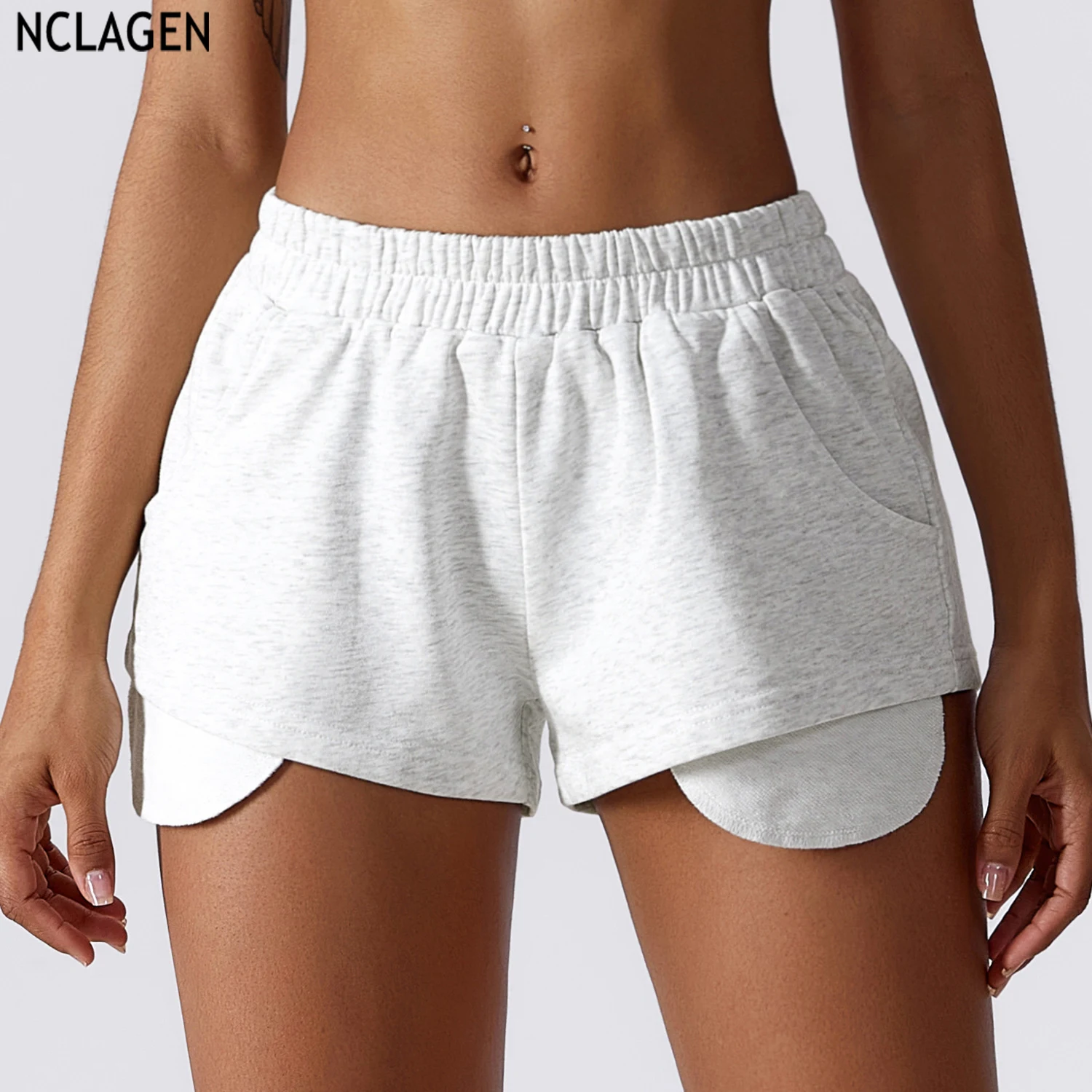 

NCLAGEN Свободные повседневные спортивные шорты, женские летние шорты для бега, фитнеса, танцев, йоги, тренажерного зала, тренировок с карманами, быстросохнущие