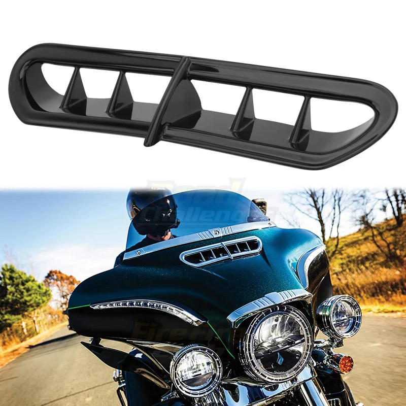 

Motorcycle Chrome ABS Front Fairing Vent Accent Cover For Harley Touring Street Glide Trike Glide Limited Ultra Classic 14-21